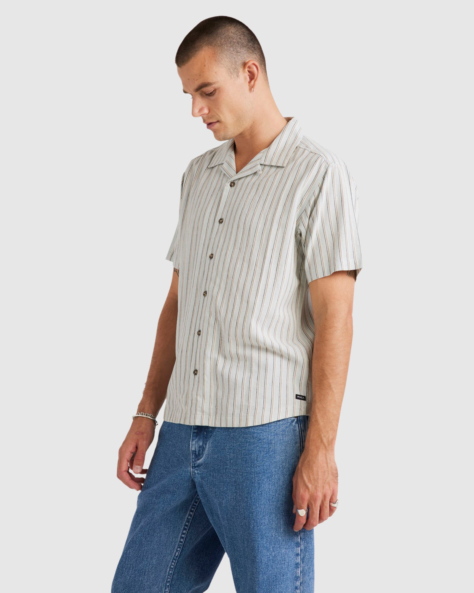 Men's Comfortable Crinkle Cotton Striped Button - Down Shirt