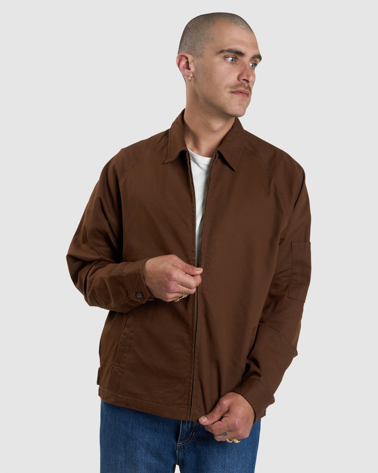 Men's Premium Chestnut Minimal Thrills Work Jacket for Versatile Use