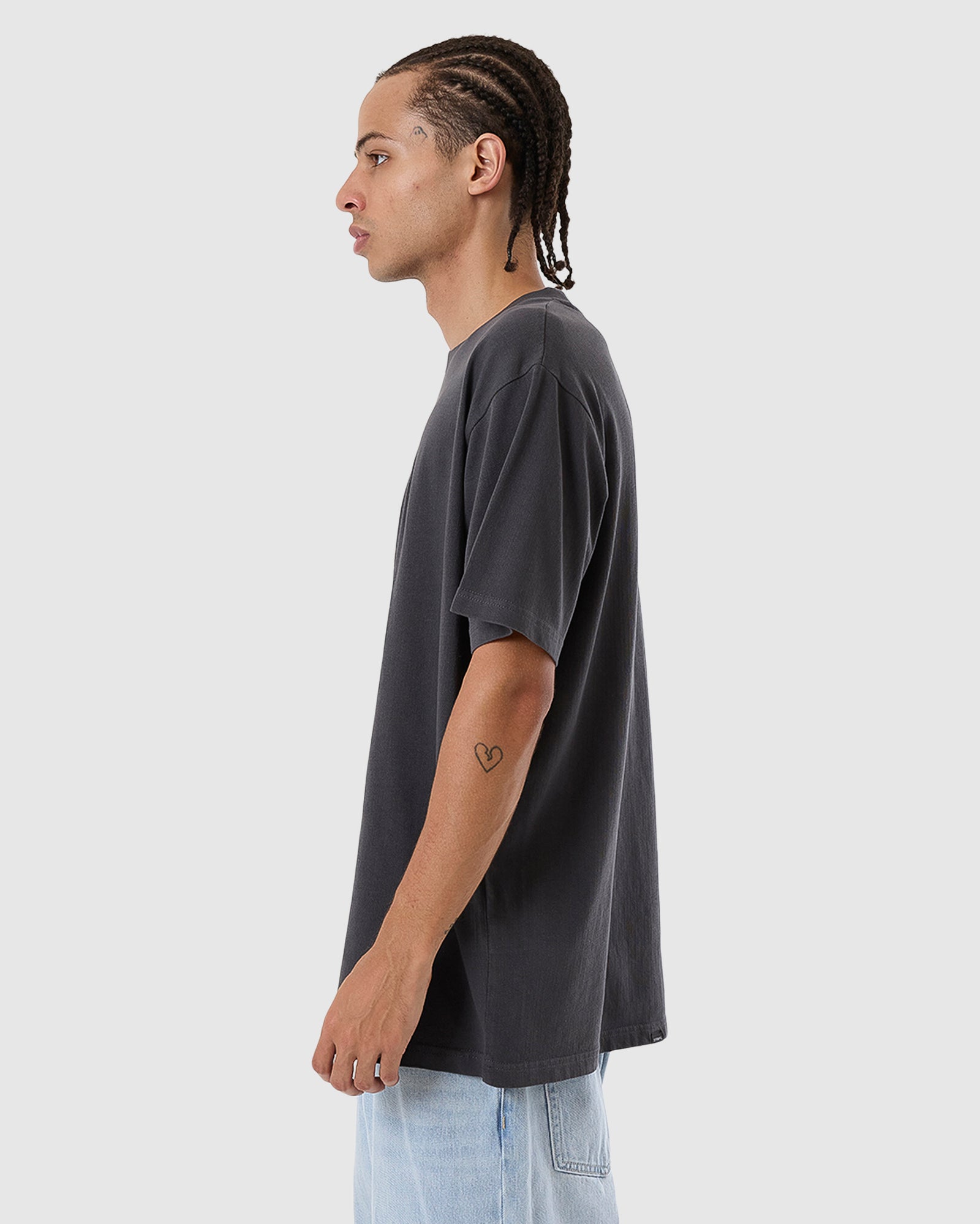 Men's Dark Charcoal Blurr Embroidered Merchandise-Fit Comfort T-Shirt