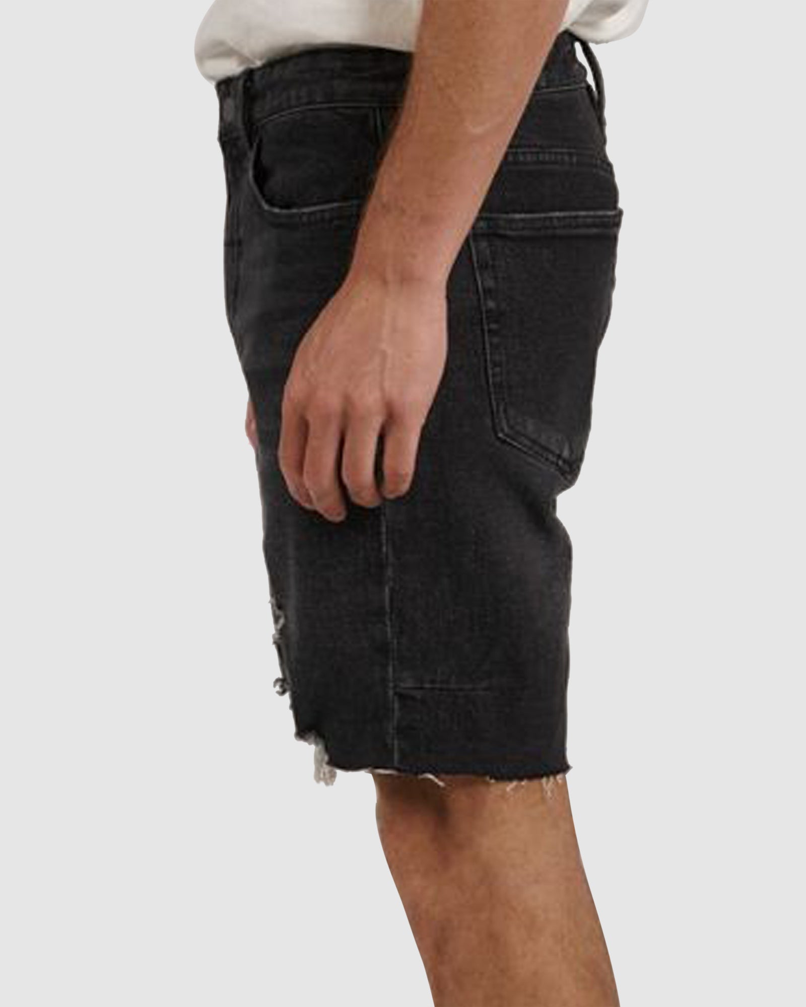 Men's Fashionable Destroyed Bones Stretch Denim Shorts for Versatile Styling