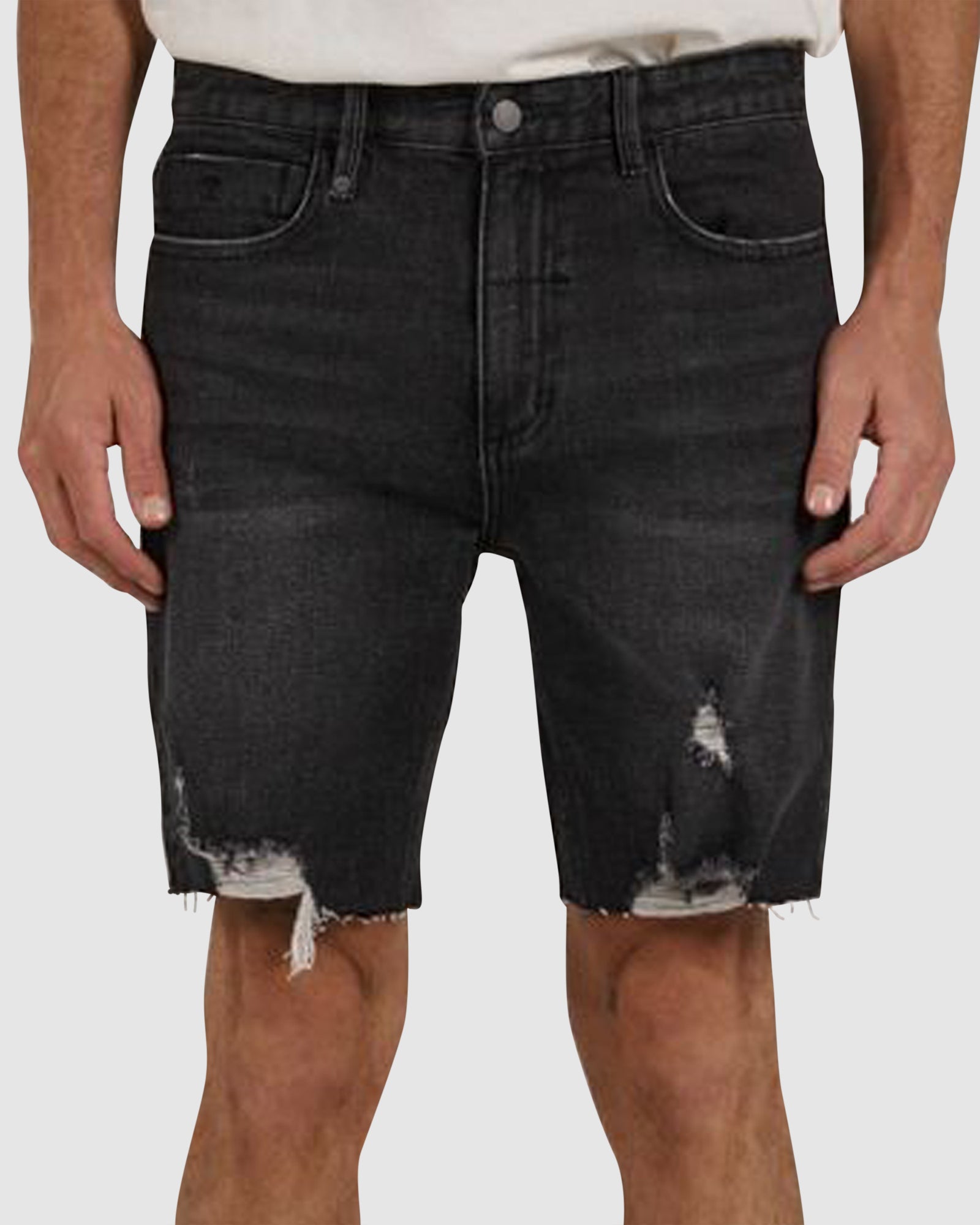 Men's Fashionable Destroyed Bones Stretch Denim Shorts for Versatile Styling