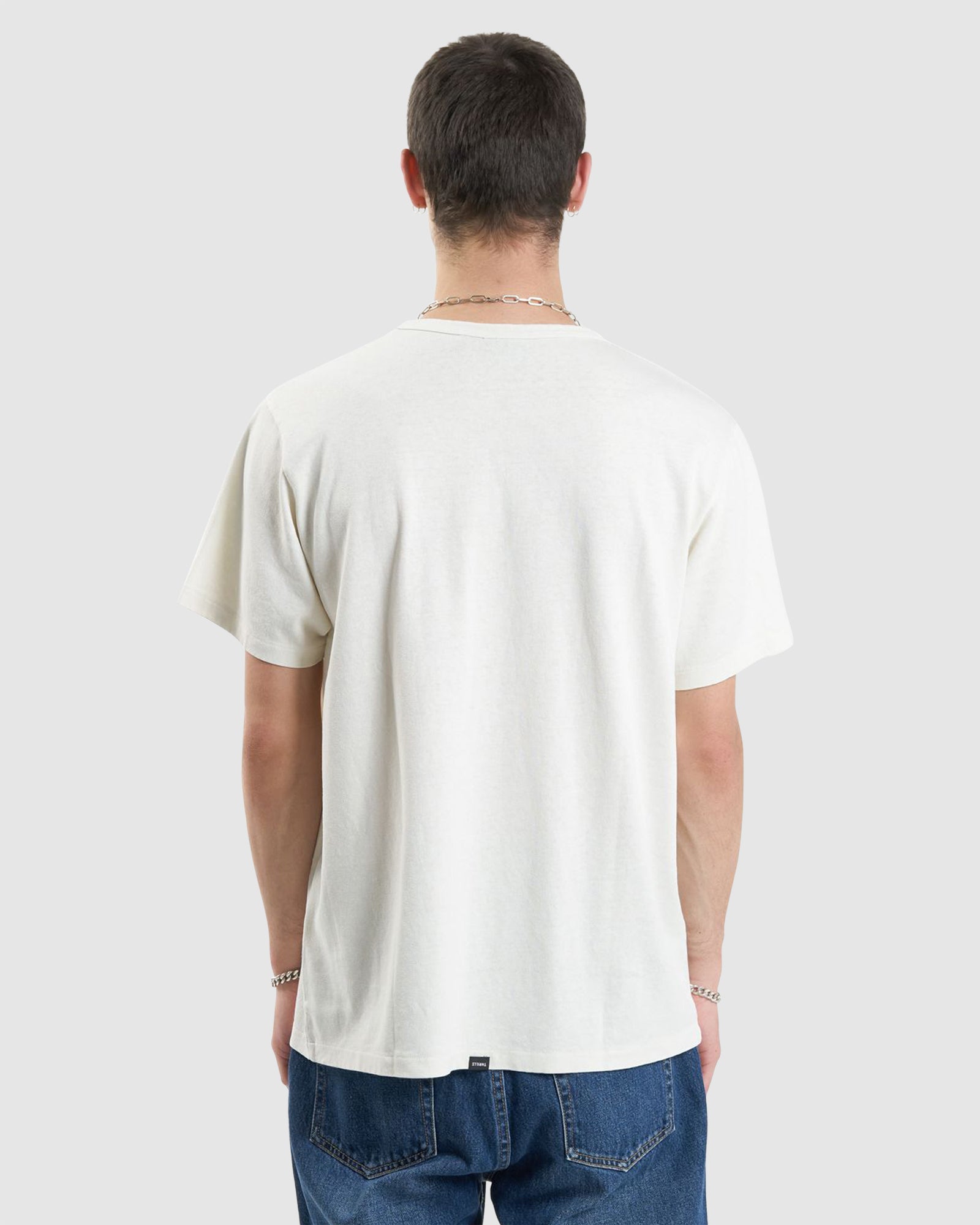 Men's Hemp Casual Ordered Disorder Merchandise Fitted T-Shirt in Dirty White