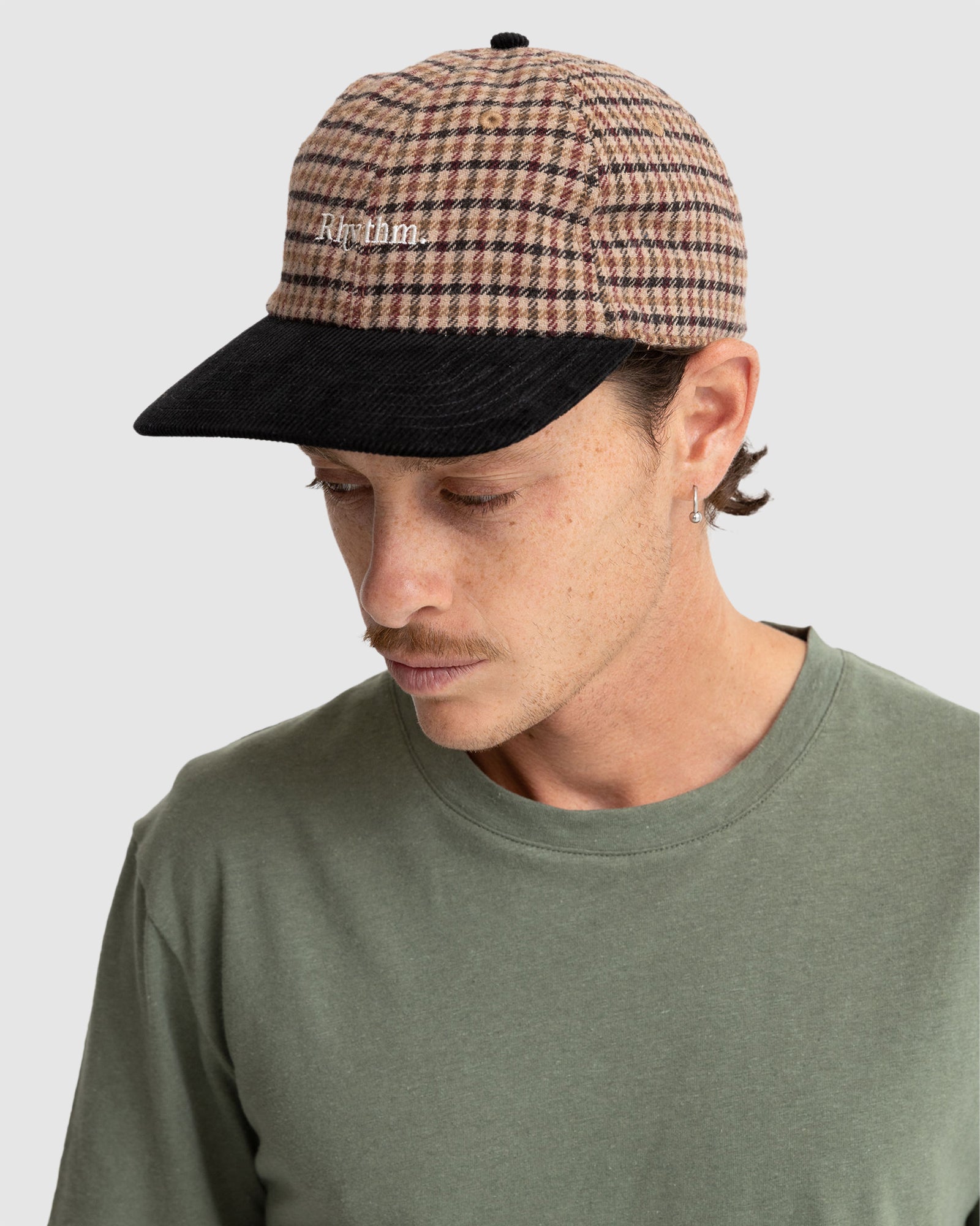 Men's Everyday Wool Blend Checked Cap with Adjustable Strap